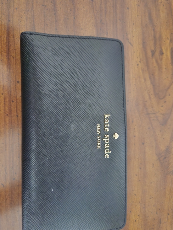 kate spade Other - kate spade Black Saffiano Leather Continental Zip Wallet with Gold Logo
